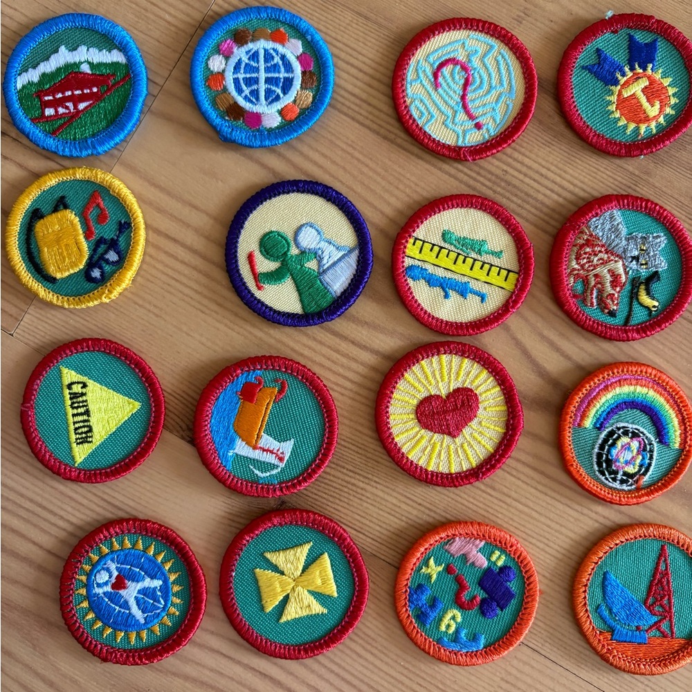 Vintage Girl Embroidered Patch Set, never used